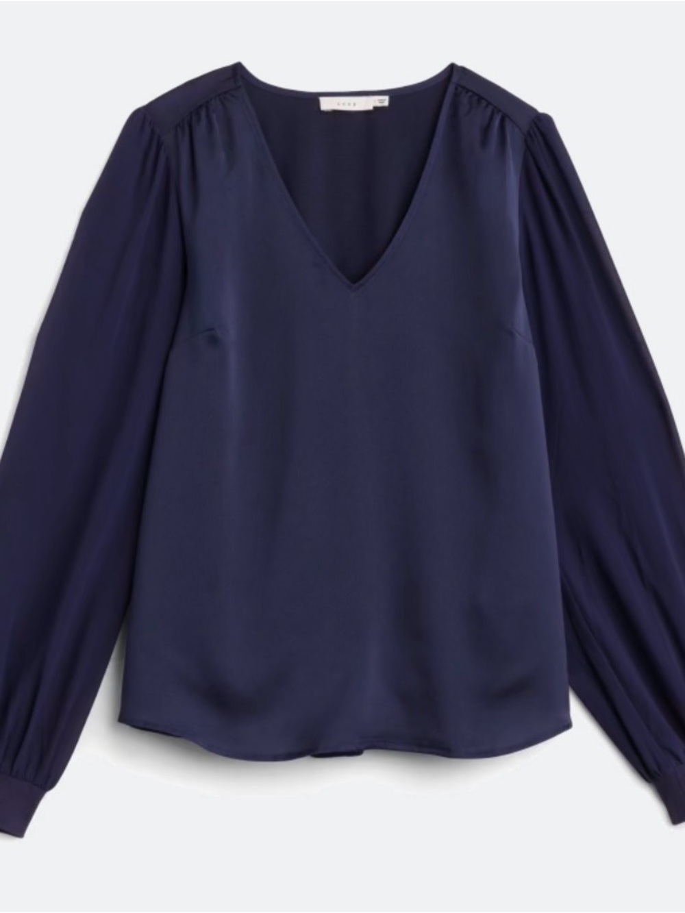 Lush Navy V-Neck Long Sleeve Blouse